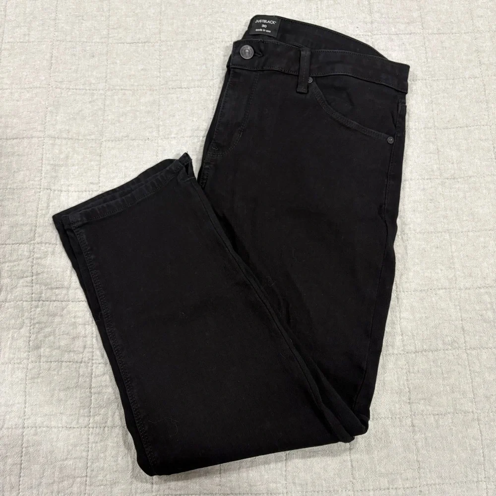 Just Black Denim Straight Leg Crop Black Jean 24” Size 30 - Picture 1 of 7